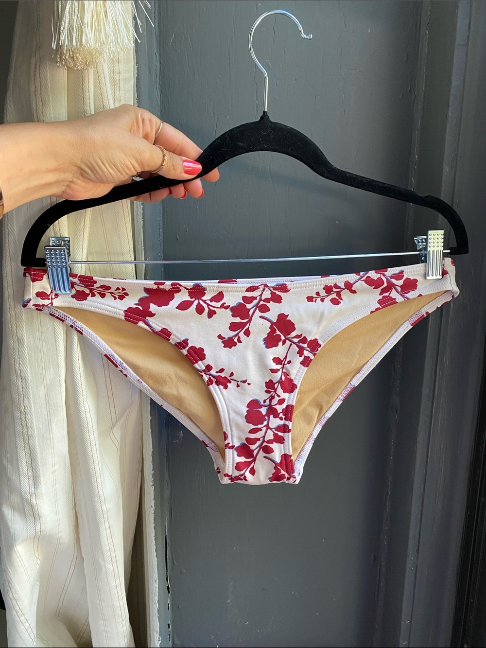 BCBG Bikini Bottoms in White and Red